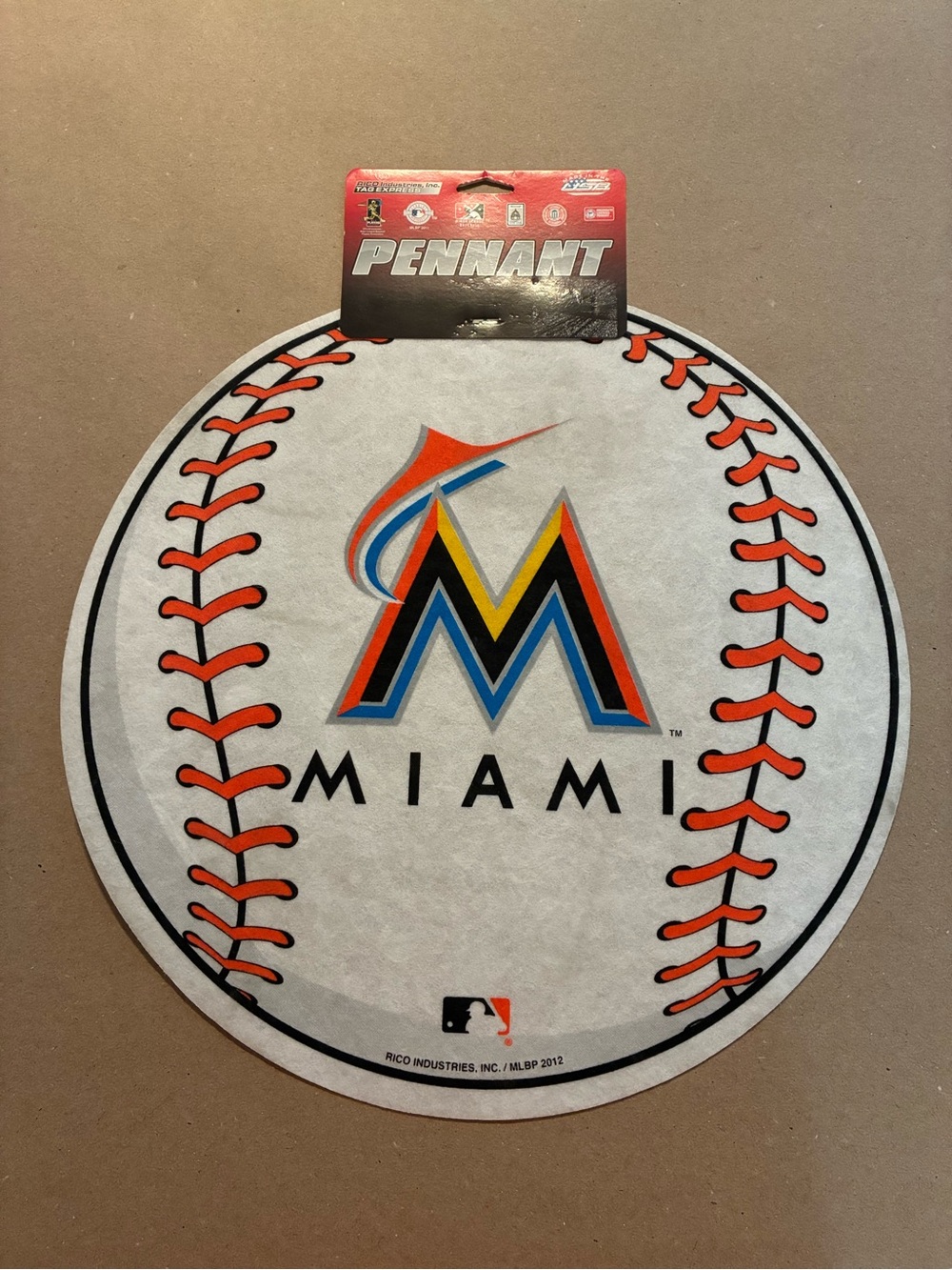 2012 Miami Marlins Baseball Pennant Wall Decor - White/Orange/Blue